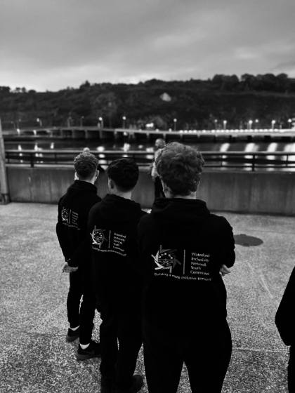 Youth committee members on the quay