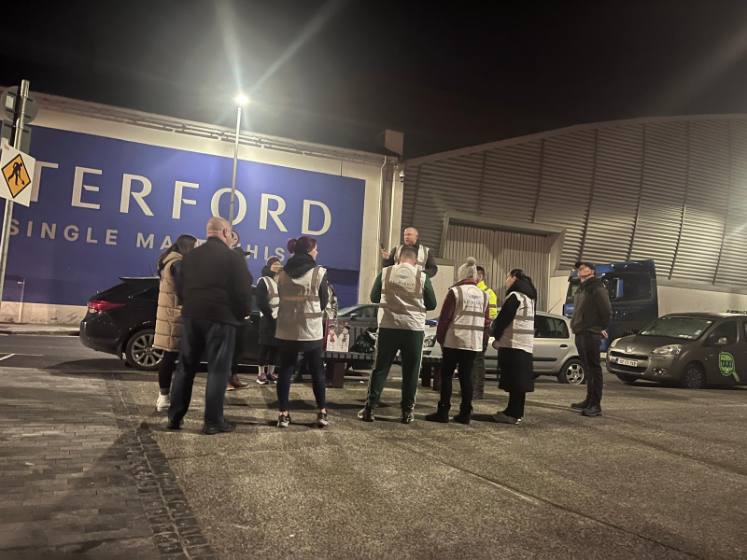 The night briefing by the Waterford whisky wall