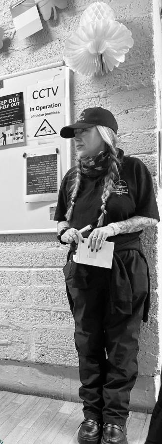 Jo-Ann briefing the team at the base